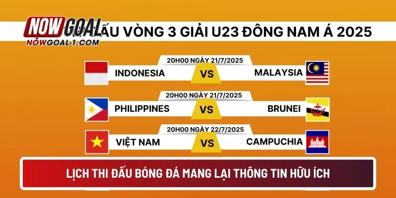 Lịch thi đấu bóng đá mang lại thông tin hữu ích